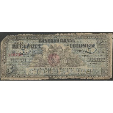 Banco Nacional 5 Pesos 29 Oct 1899 Serie E P256