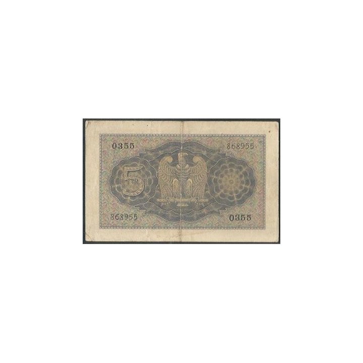 Italia 5 Liras 1944 P28 reverso