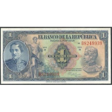 Billete de 1 Peso 7 ago 1947 B 7 Dig BGW033