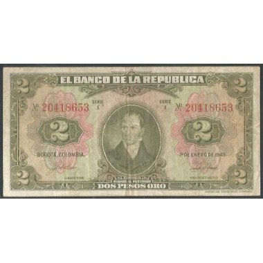 Billete de 2 Pesos 1 Ene 1945 BGW088