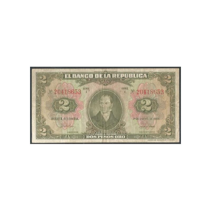 Billete de 2 Pesos 1 Ene 1945 BGW088