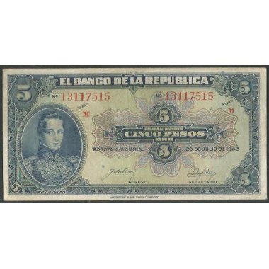 Billete de 5 Pesos 20 Jul 1942 BGW116