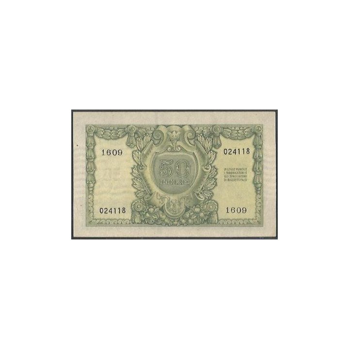 Italia 50 Liras 31 Dic 1951 P91a reverso
