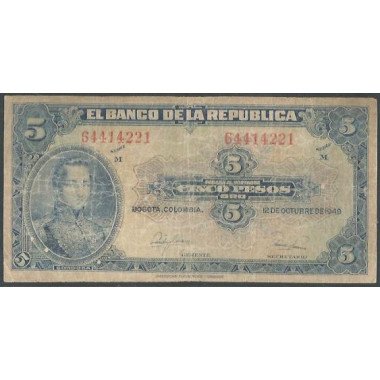 Billete de 5 Pesos 12 Oct 1949 BGW122