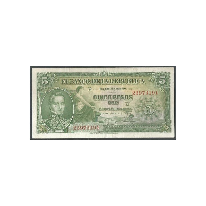 Billete de 5 Pesos 1 Ene 1953 M23973191 BGW124
