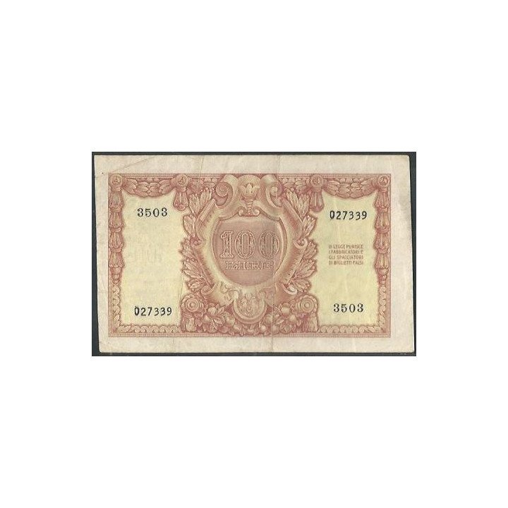 Italia 100 Liras 31 Dic 1951 P92b reverso