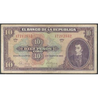 Billete de 10 Pesos 2 Ene 1963 8 Dig. BGW178