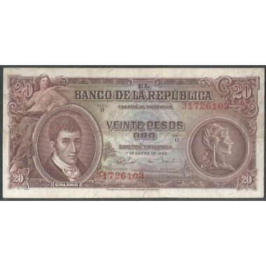 Billete de 20 Pesos 1 ene 1960 BGW219