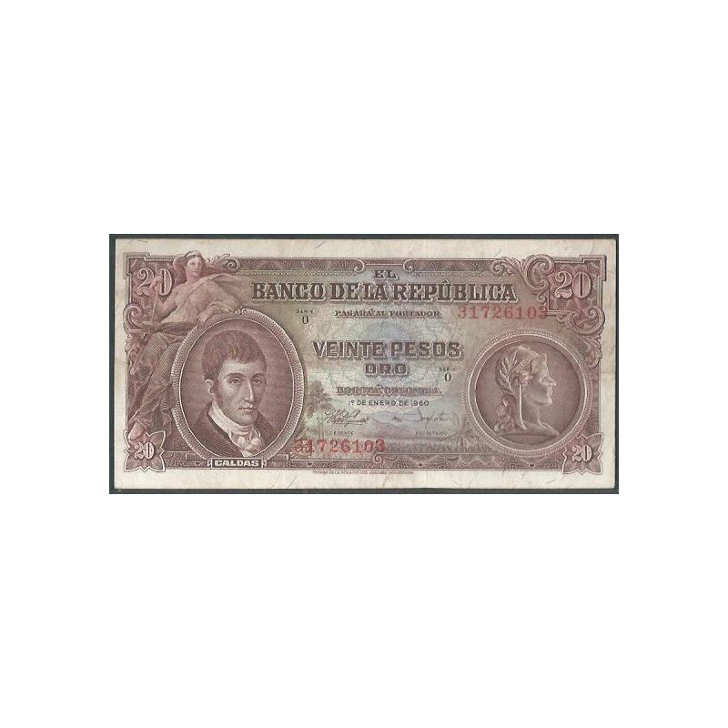 Billete de 20 Pesos 1 ene 1960 BGW219