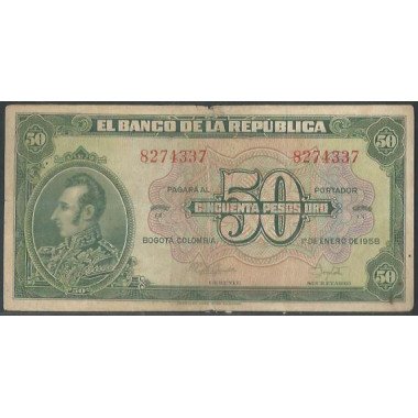 Billete de 50 Pesos 1 Ene 1957 BGW257