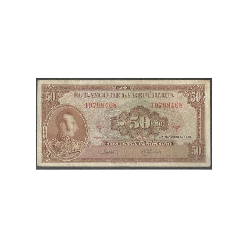 Billete de 50 Pesos 7 Ago 1960 BGW259