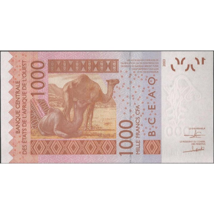 Niger 1.000 Francs 2004 P615Hb reverso