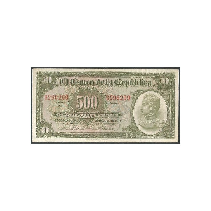 Billete de 500 Pesos 20 Jul 1964 7 Dig BGW385