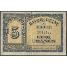 Marruecos 5 Francs 1 Ago 1943 P24