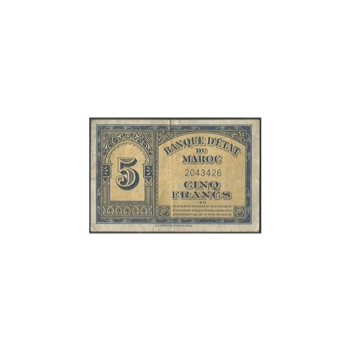 Marruecos 5 Francs 1 Ago 1943 P24