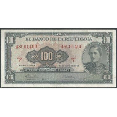 Billete de 100 Pesos 20 Jul 1967 BGW297