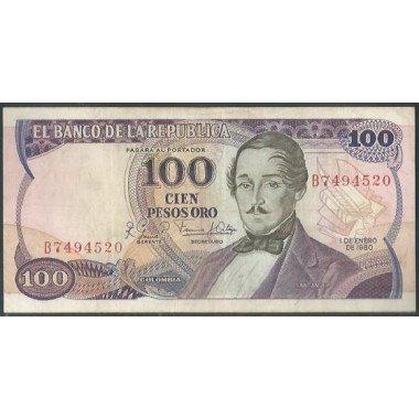 Billete de 100 Pesos 1 Ene 1980 Serie B BGW313