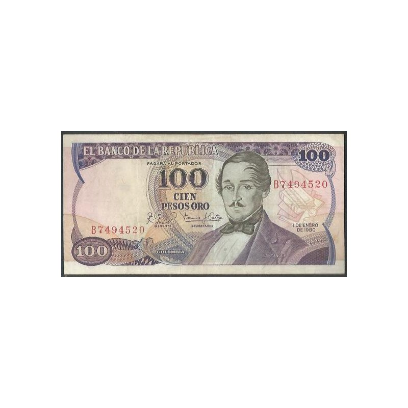 Billete de 100 Pesos 1 Ene 1980 Serie B BGW313