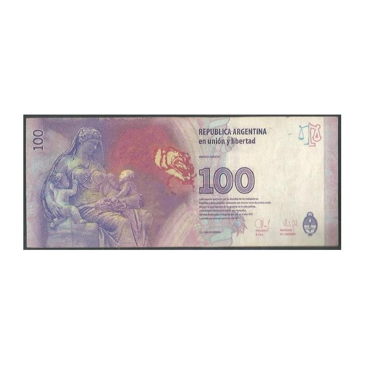 Argentina 100 Pesos ND2012 Serie Ñ P358b reverso