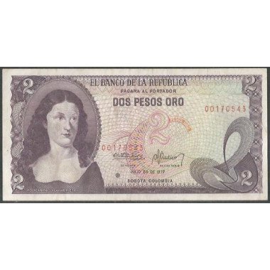 Colombia 2 Pesos 1 Ene 1977 Reposicion BGW099