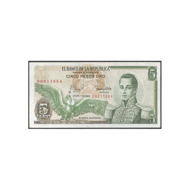 Colombia 5 Pesos 1 Ene 1980 Reposicion BGW157