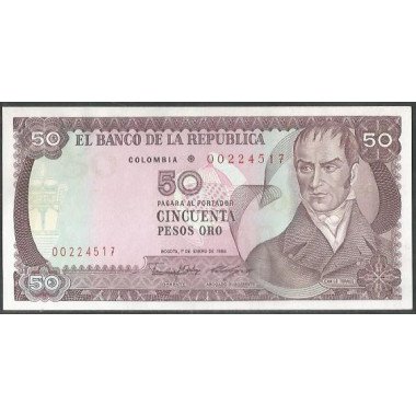 Colombia 50 Pesos 1 Ene 1986 Reposicion BGW281