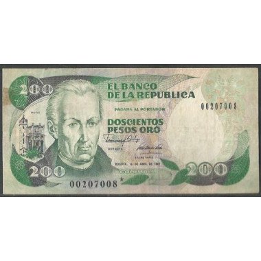 Colombia 200 Pesos 1 Abr 1991 Reposicion BGW373