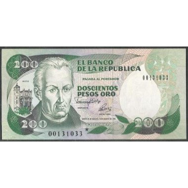 Colombia 200 Pesos 10 Ago 1992 Reposicion BGW375