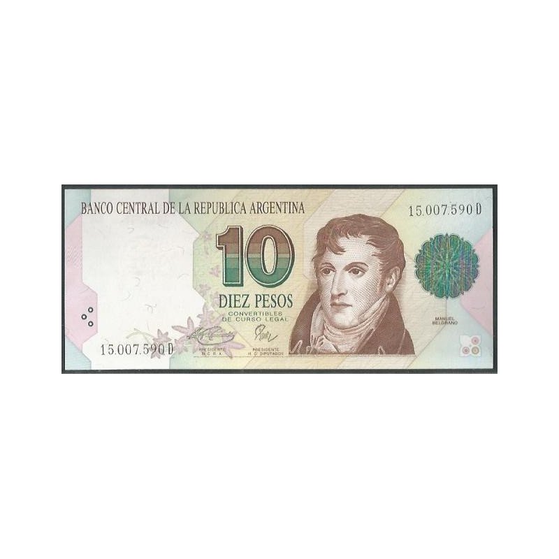 Argentina, 10 Pesos ND1993 Serie D P342b