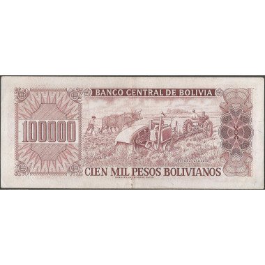 Bolivia, 100.000 Pesos Bolivianos D 5 Jun 1984 Serie A P171a