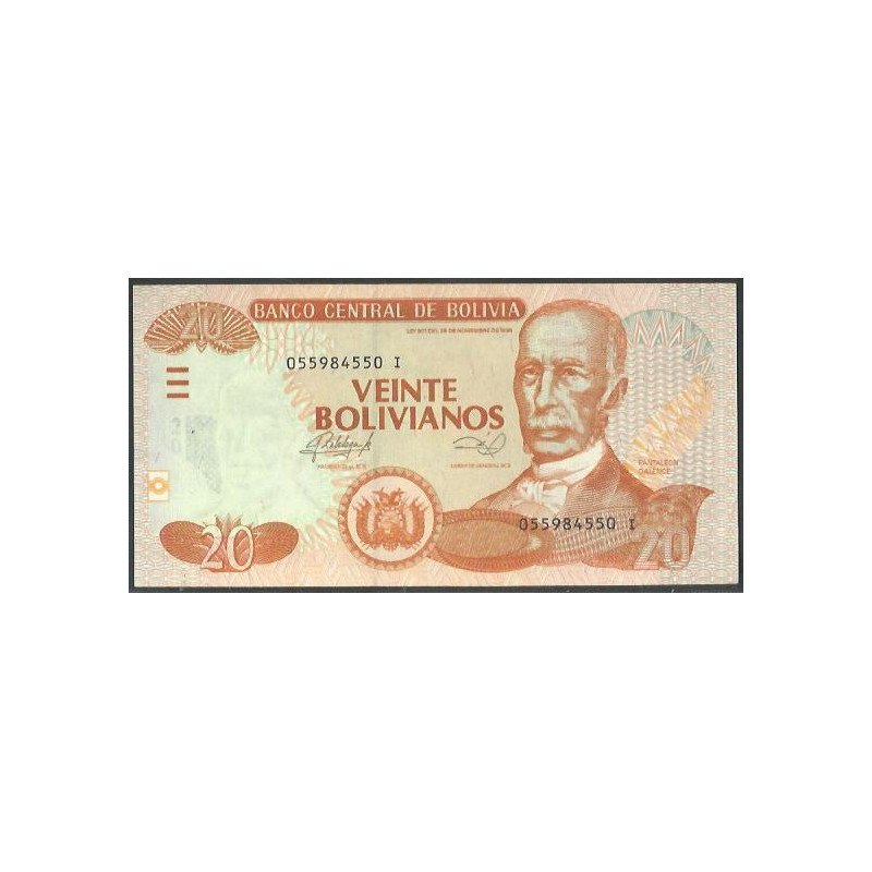 Bolivia, 20 Bolivianos L 28 Nov 1986 ND2014 Serie I P239A