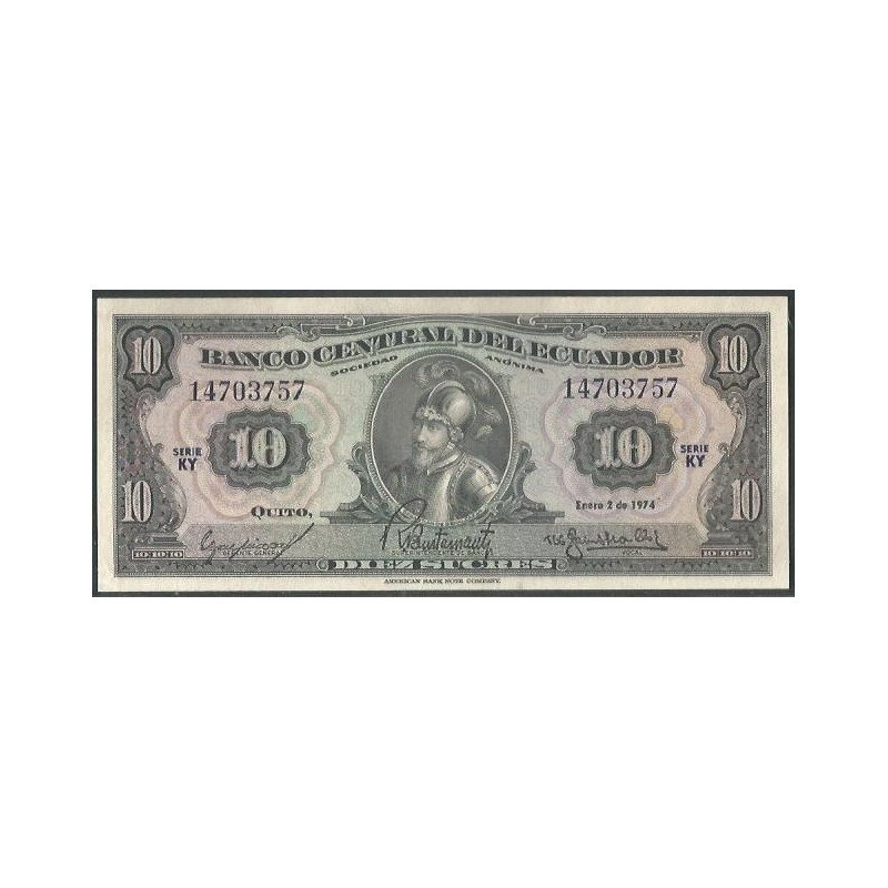Ecuador, 10 Sucres 2 Ene 1974 KY P101Ab