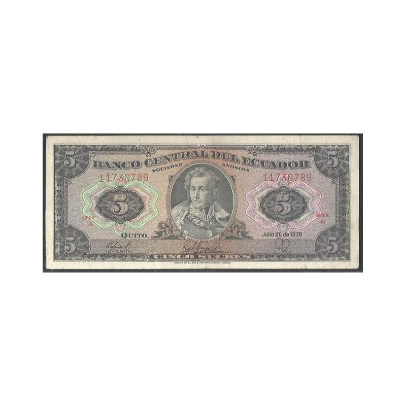 Ecuador, 5 Sucres 25 Jul 1979 HQ Firma 2 P113c