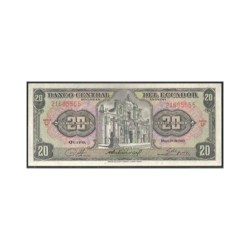 Ecuador, 20 Sucres 24 May 1980 LF Firma 5 P115b