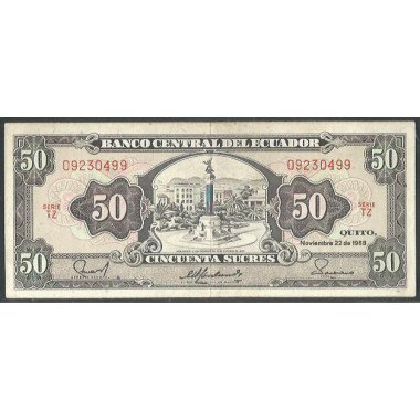 Ecuador, 50 Sucres 22 Nov 1988 TZ Firma 1 P122a