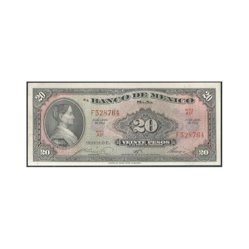 Mexico, 20 Pesos 24 Abr 1963 AIF P54k