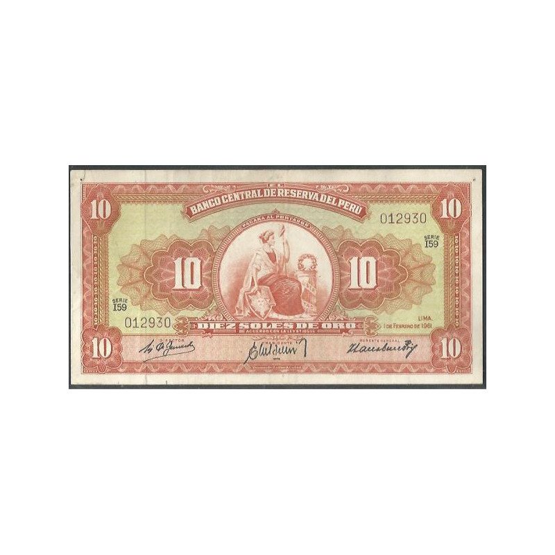 Peru, 10 Soles 1 Feb 1961 P82A