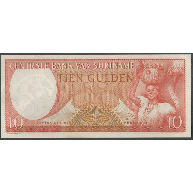 Suriname, 10 Gulden 1 Sep 1963 P121b