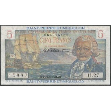 Saint Pierre & Michelon, 5 Francs ND1950-60 P22