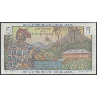 Saint Pierre & Michelon, 5 Francs ND1950-60 P22