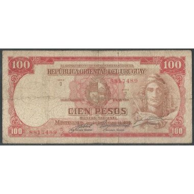 Uruguay, 100 Pesos L1939 Serie D P39c