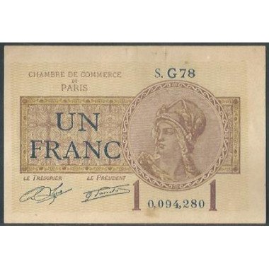 Francia - Camara de Comercio de Paris, 1 Franc 1923