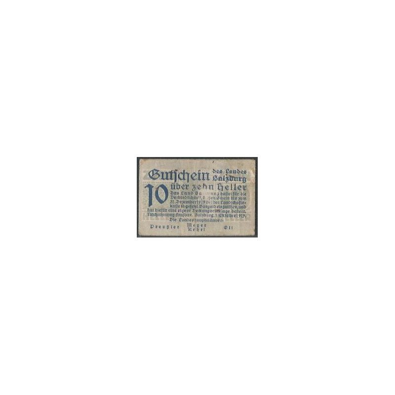 Austria - Salzburg, 10 Heller 1 Oct 1919 Ps126