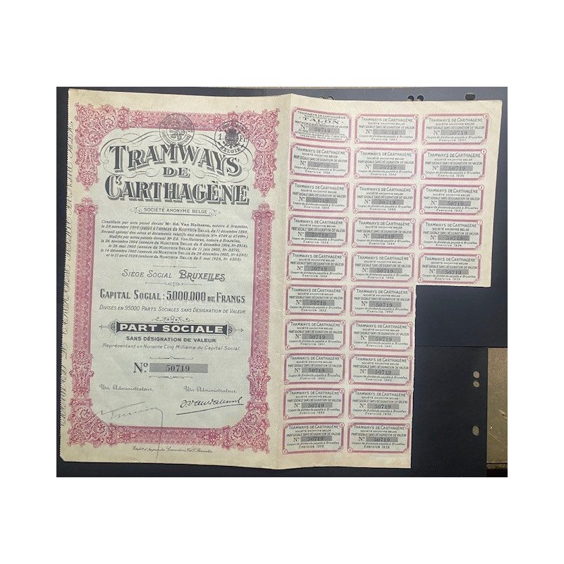 Belgica - Tramways de Carthagene 28 Nov 1898