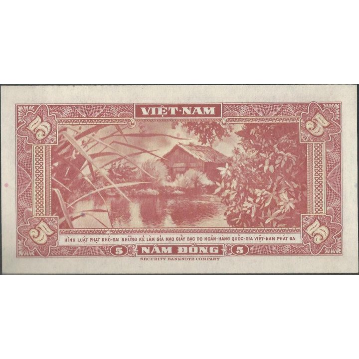 Vietnam Sur 5 Dong ND1955 P13a reverso
