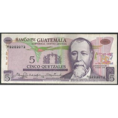 Guatemala, 5 Quetzales 4 Ene 1978 Firma 3 P60c