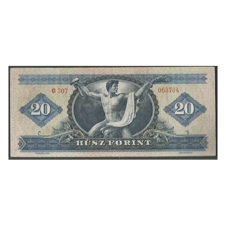 Hungria 20 Forint 3 Sep 1965 P169d reverso