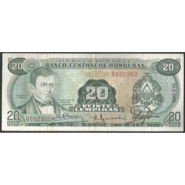 Honduras, 20 Lempiras 13 Ene 1977 P60i