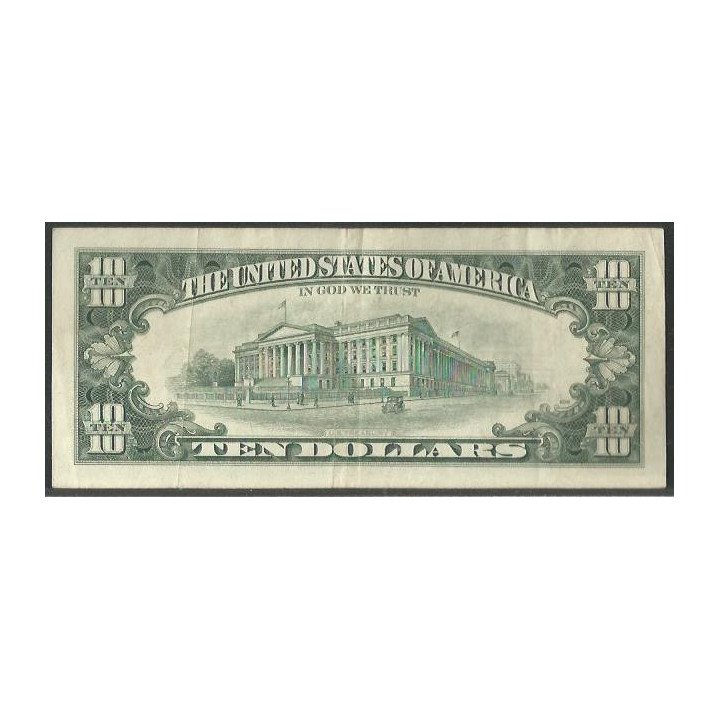 Estados Unidos 10 Dollars 1993 C P492 Error impresion reverso