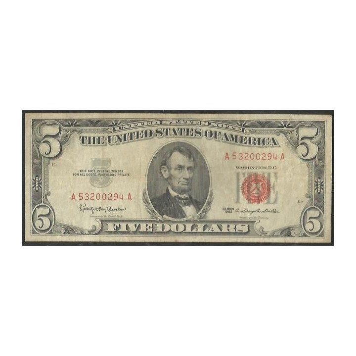 Estados Unidos 5 Dollars 1963 P383